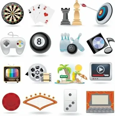 entertainment icons modern colorful symbols sketch