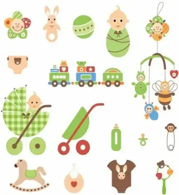 Cute Newborn Elements Vector Graphic
