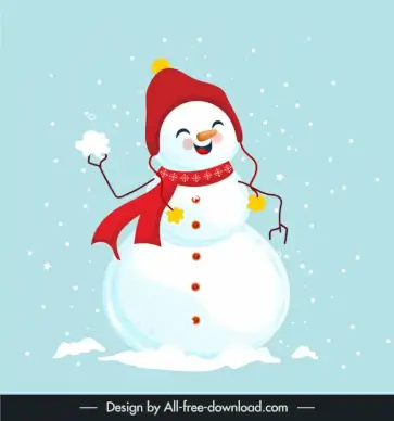 cute snowman laughing icon cute dynamic stylized cartoon design 