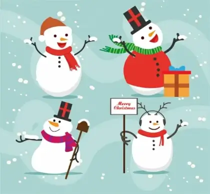 cute snowmen collection in various gestures style