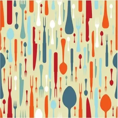 Cutlery silhouette icons pattern background