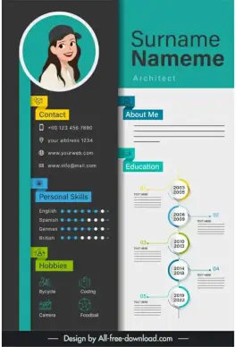 cv infographic template elegant contrast chart symbols 