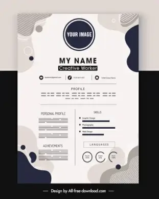 cv template elegant abstract curved shape plain decor