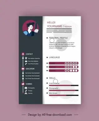 cv template modern contrast plain decor