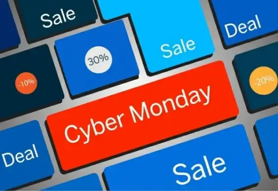 cyber monday sales background 3d colorful keyboard icons