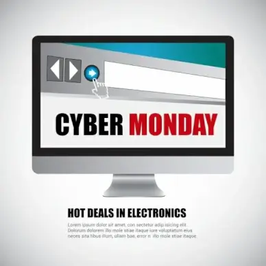 cyber monday sales banner computer interface decoration