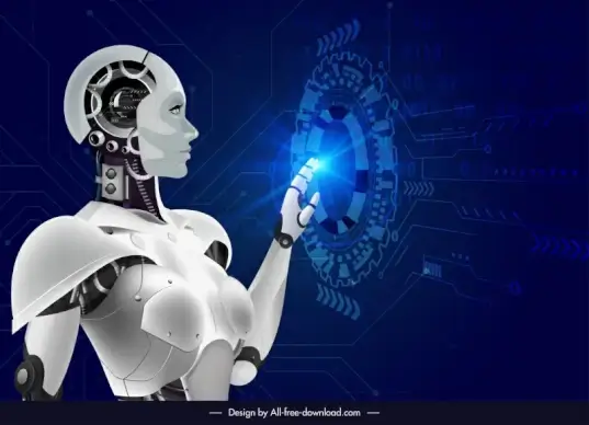 cyborg robot backdrop template dynamic modern contrast cartoon
