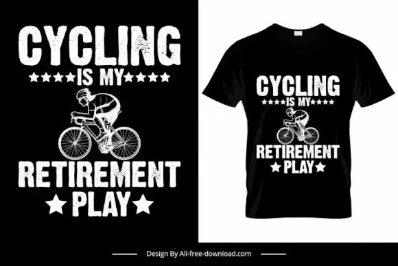 cycling is my retirement play tshirt template black white silhouette design