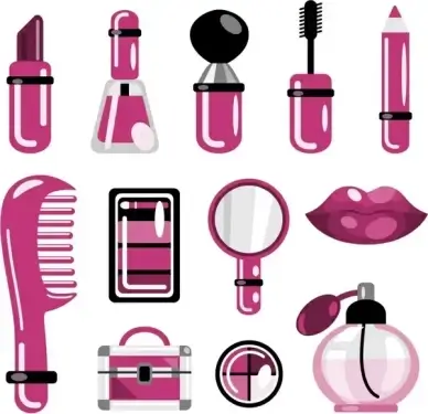 cosmetics icons classic flat sketch