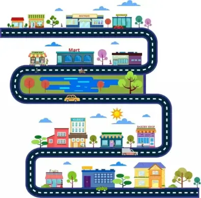 daily route concept cityscapes and layers design