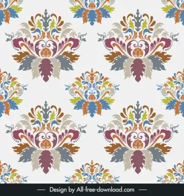 damask seamless pattern colorful classic symmetry