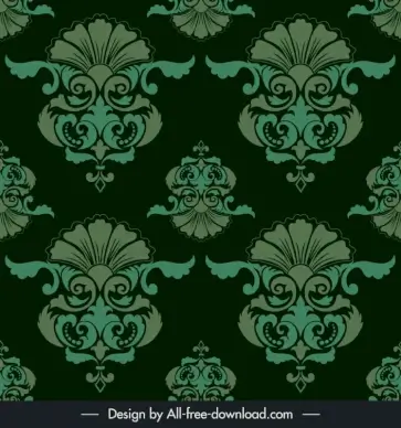 damask seamless pattern dark green symmetric classic