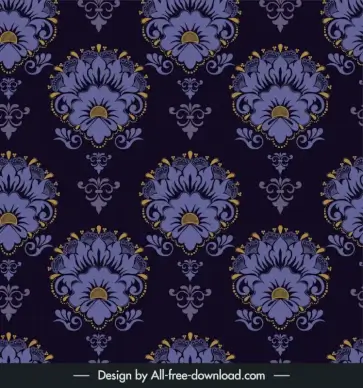 damask seamless pattern template classical luxury dark repeating flowers