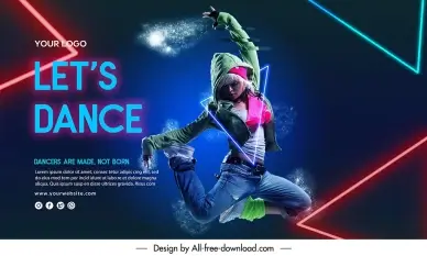 dance banner template modern dynamic dark