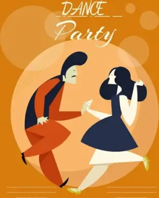 dance party banner dancer icons cartoon characters