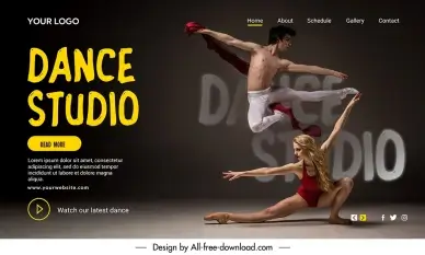 dance studio landing page template dynamic couple movement
