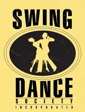 dancing advertisement poster retro design dancers icons silhouette