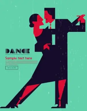 dancing background couple icon colored flat retro design