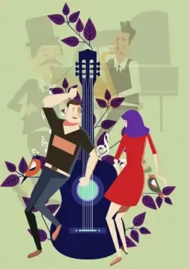 dancing background guitar dancers saxophonist violinist icons