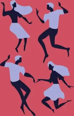 dancing background man woman icon classical silhouette decor