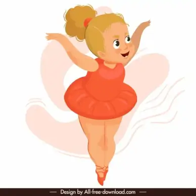 dancing ballerina icon cute cartoon character sketch