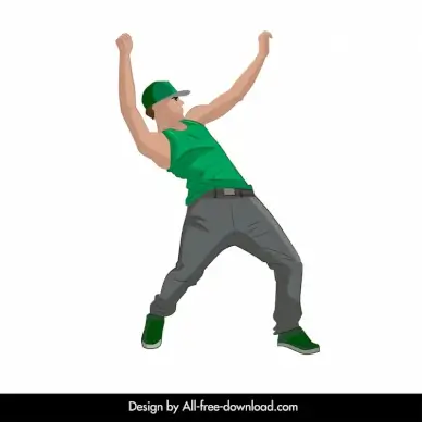 dancing man icon dynamic 3d cartoon outline 