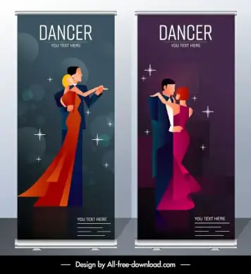 dancing posters sparkling decor elegant couple sketch