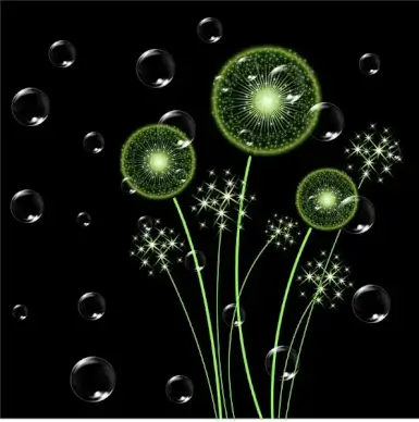 dandelion and bubble in dark background