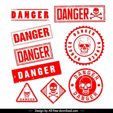 danger stamps collection horror skull bones decor