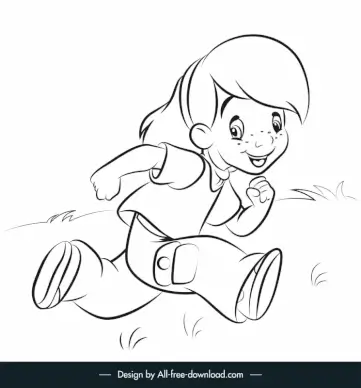 darby in my friends tigger pooh cartoon character icon handdrawn running girl outline