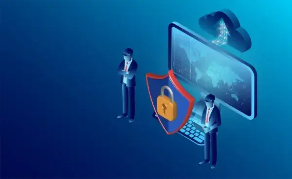 data security concept and privacy protection digital information flat isometric vector illustration