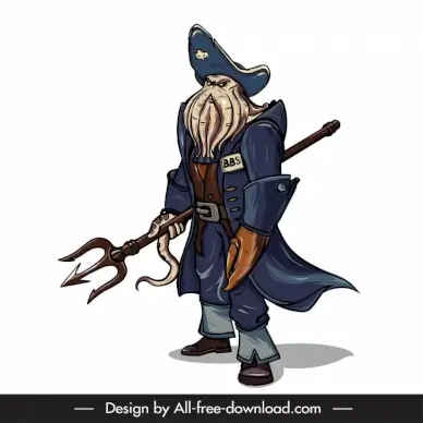 davy jones cartoon character icon 3d outline