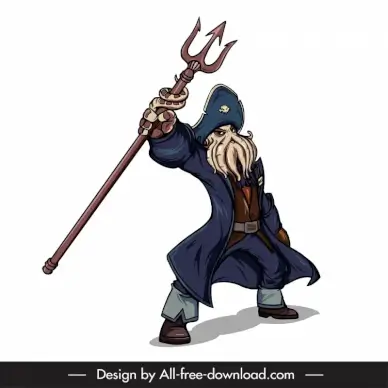 davy jones character icon 3d cartoon sketch