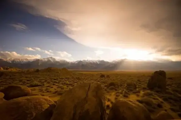 dawn desert evening fog hill landscape light mist