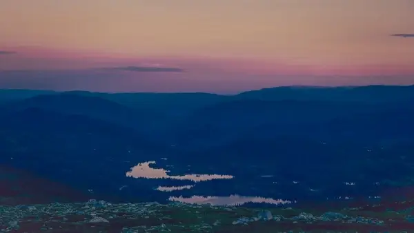 dawn dusk evening fog island lake landscape morning