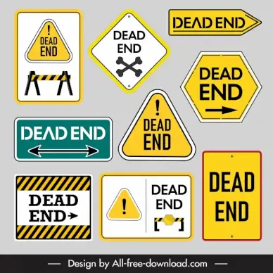 dead end sign board templates flat geometric shapes sketch barrier bones arrows decor