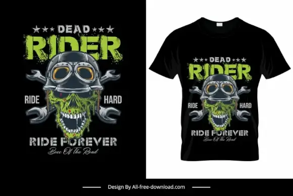 dead rider ride hard tshirt template scary design retro skull helmet wrench decor