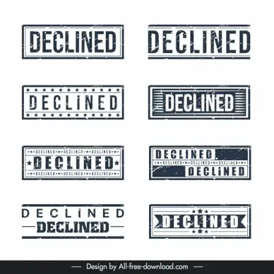 declined stamp templates collection flat classical rectangle