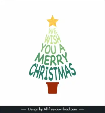decorated christmas tree template symmetric texts calligraphy stars design
