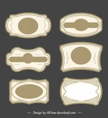 decorated label templates flat symmetric horizontal shapes classical design 
