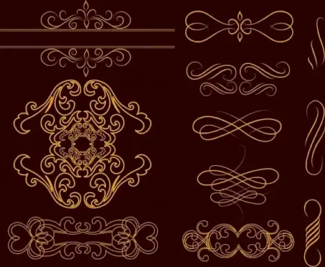decoration design elements yellow curved lines design
