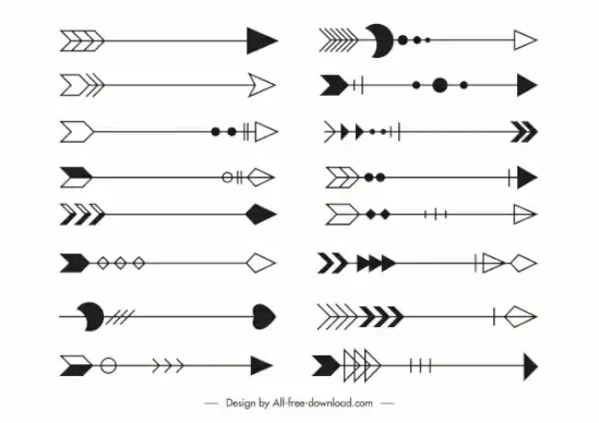 decorative arrows templates classic flat tribal sketch