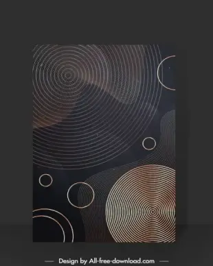 decorative background template modern dark concentric circles curves