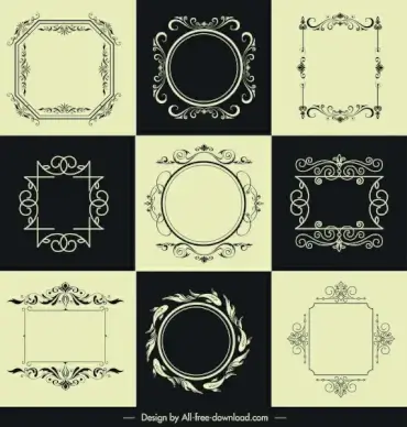 decorative borders templates elegant retro symmetric shapes