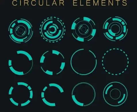 decorative circular icons dark blue circles isolation