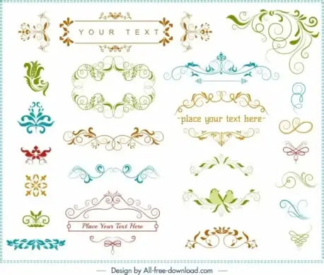 decorative document design elements classical symmetric curves