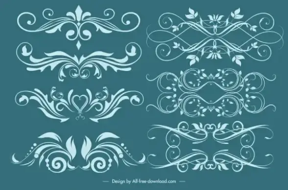 decorative elements classical symmetric swirled shapes