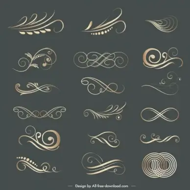 decorative elements elegant swirled lines shapes