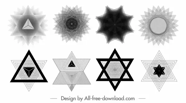 decorative elements illusive geometric symmetric shapes