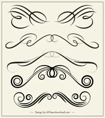 decorative elements templates elegant swirled symmetric shapes
